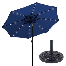 AZ Patio Heaters Solar Market Umbrella with LED Lights - Blue with  Base