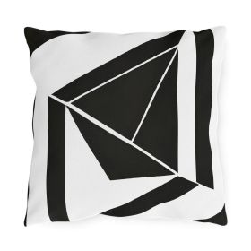 Decorative Outdoor Pillows With Zipper - Set Of 2, Black And White Geometric Pattern (Sizes: 16" × 16")